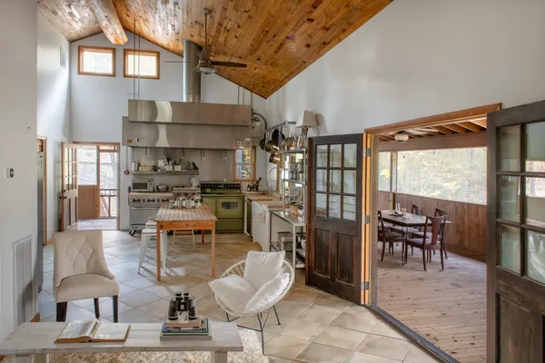 a living room with furniture