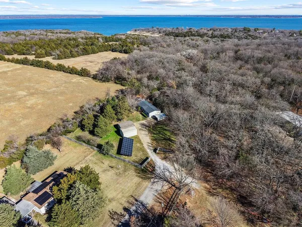a view of a yard with a mountain