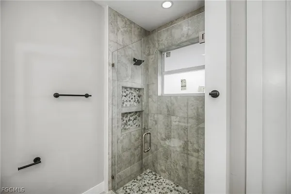 a bathroom with a shower