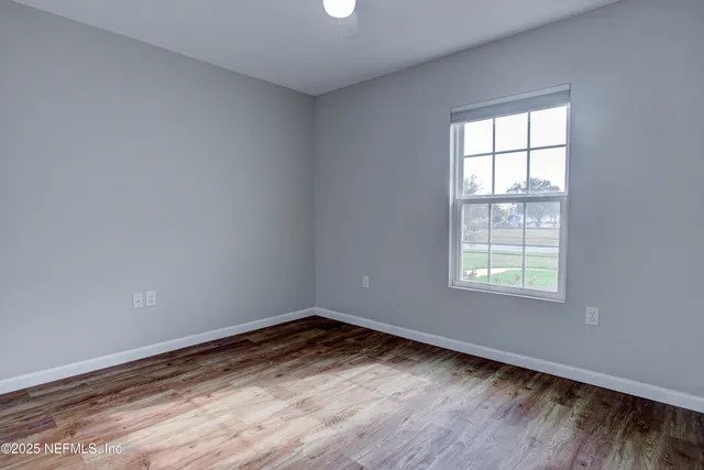 a view of a garden with a fan