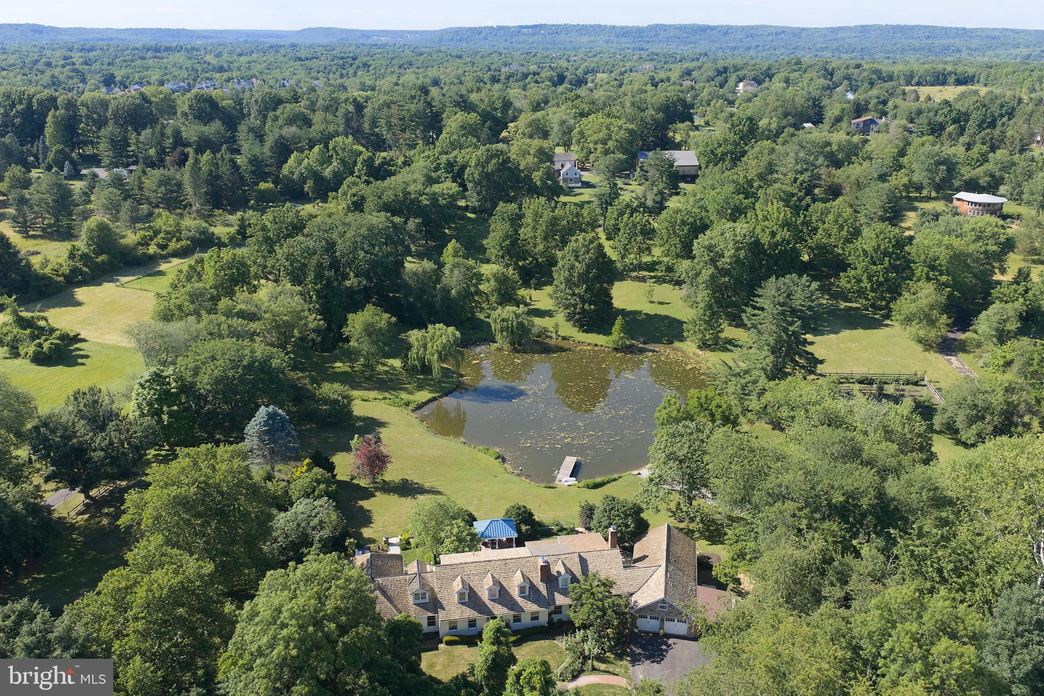 941 Mt Eyre Road Washington Crossing, PA 18977 - Photo 2 of 67 Aerial showing house with pond in rear