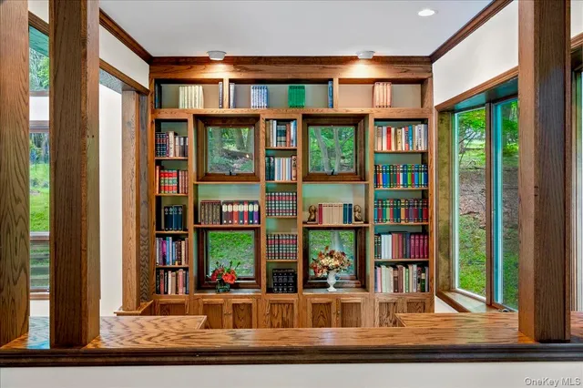 a view of windows and small yard