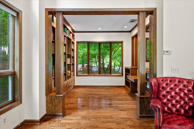 a living room with hardwood floor