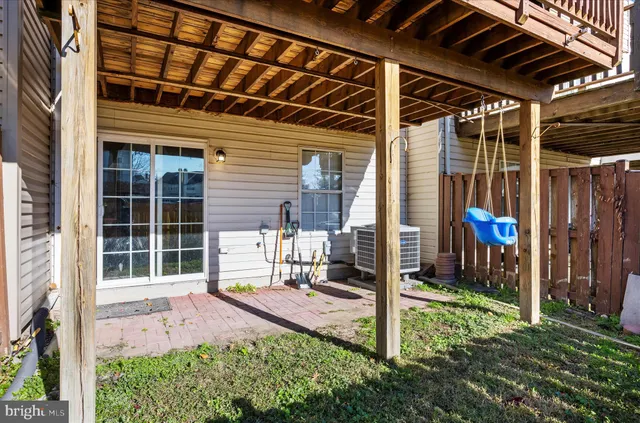 a view of a porch with a backyard