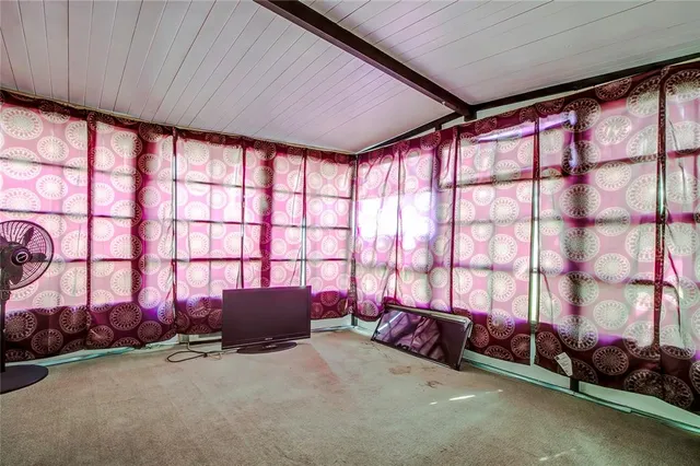 a living room with a large window