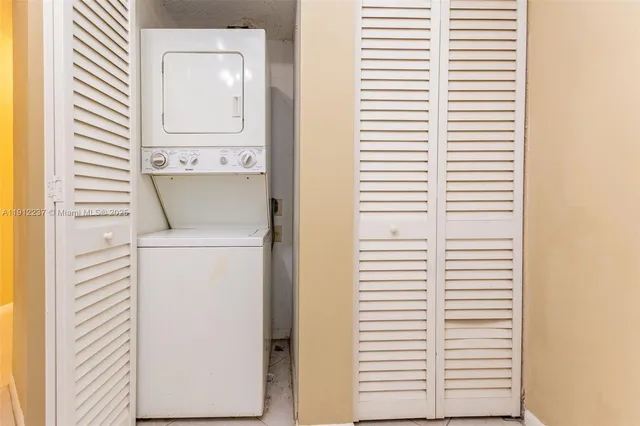 a utility room with a washer and dryer