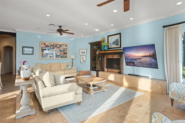 a living room with furniture and a couch