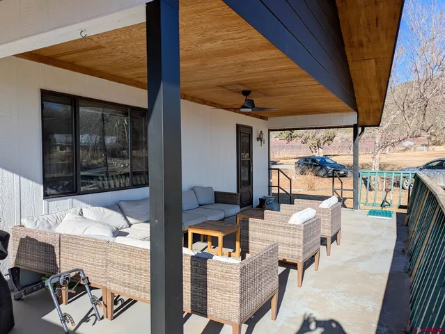 a outdoor living space with furniture