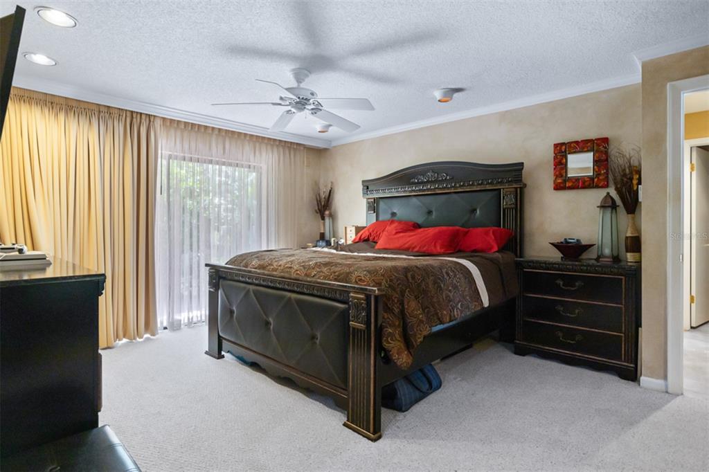 11407 Orilla Del Rio Place Temple Terrace, FL 33617 - Photo 12 of 39 a spacious bedroom with a bed and a chandelier