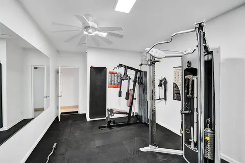 a view of a backyard with green space