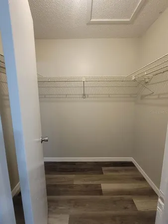 a view of small space with racks on the wall