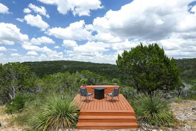 a view of outdoor space with garden and stairs