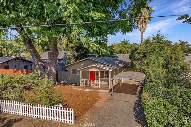 an aerial view of a house