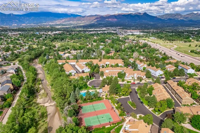 an aerial view of a house