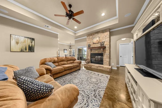 a living room with furniture