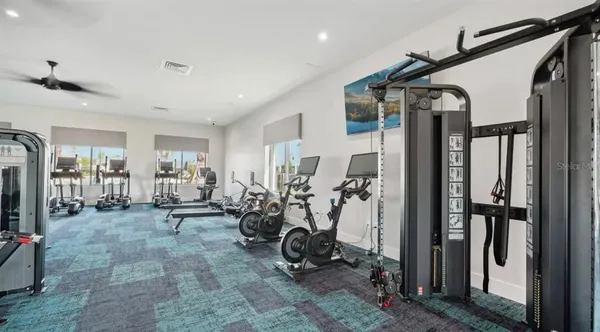 a view of a room with gym equipment