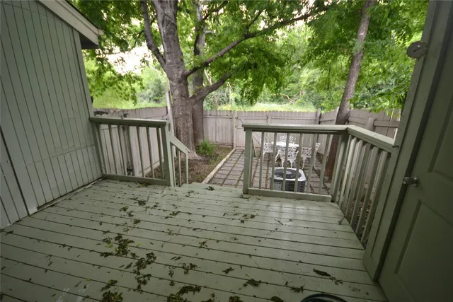 a view of a wooden deck