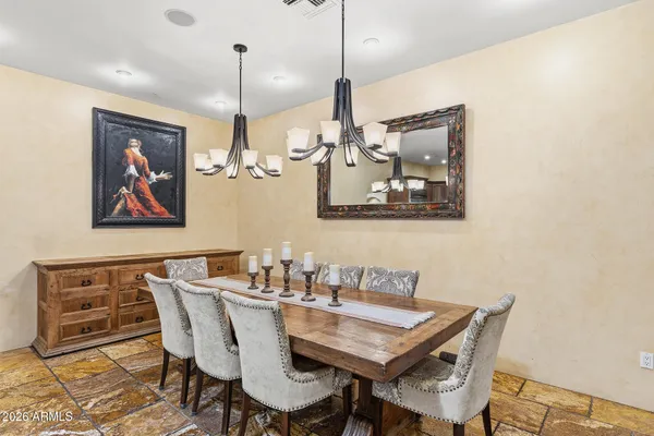 a view of a kitchen and dining room