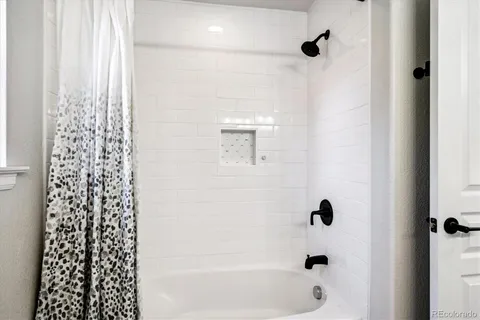 a bathroom with a bathtub