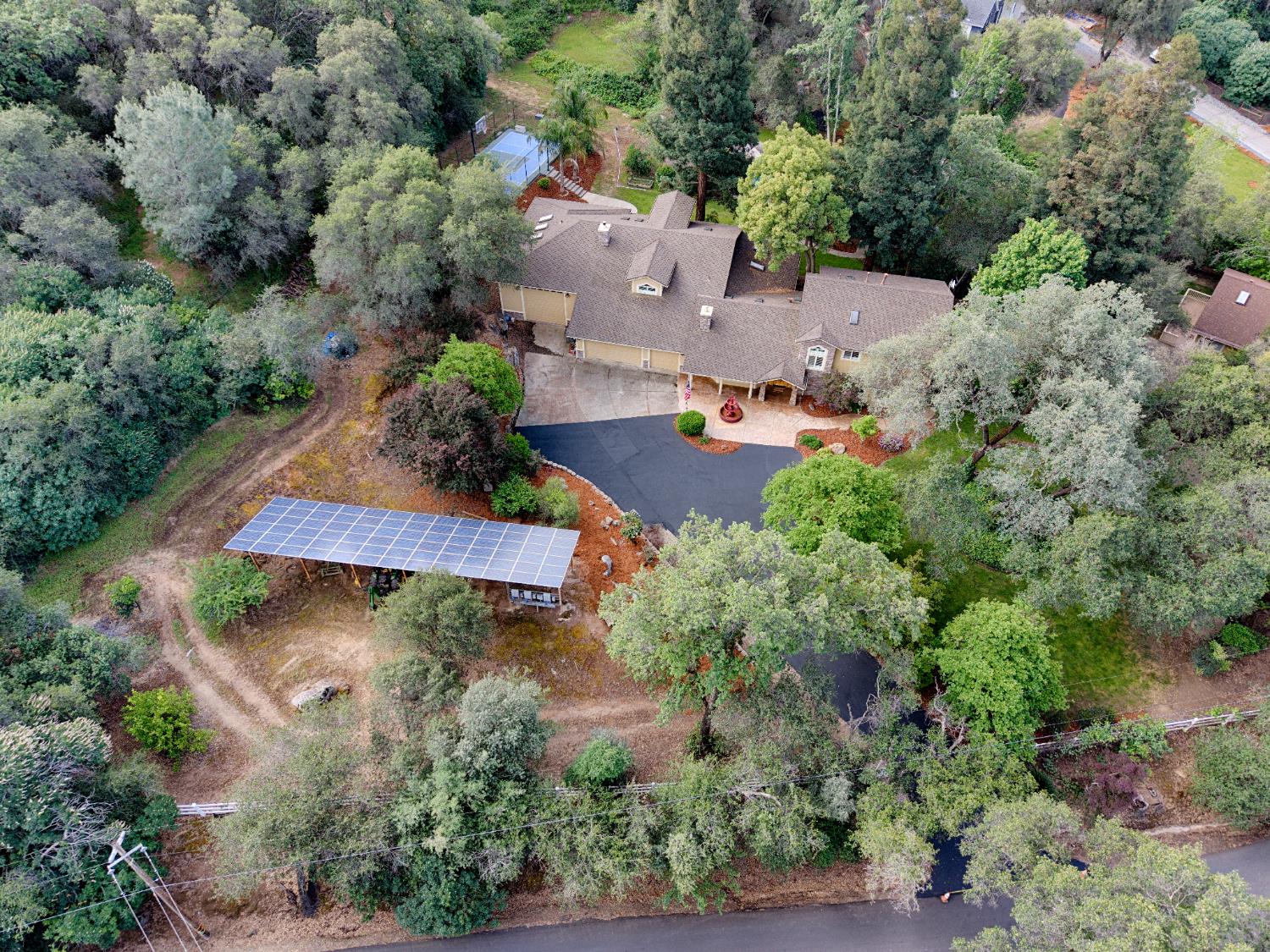 7396 Callison Road Penryn, CA 95663 - Photo 88 of 99 Aerial view of the front of the house from Callison Rd