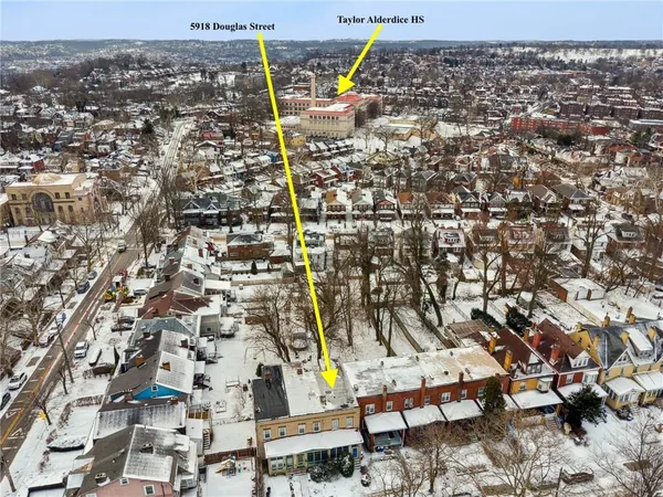 an aerial view of multiple house