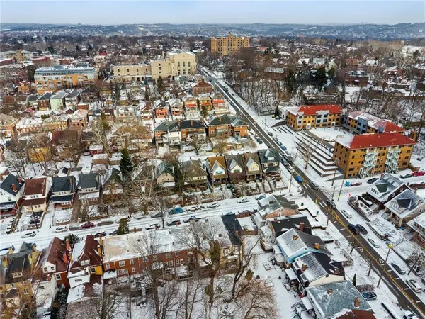 an aerial view of city