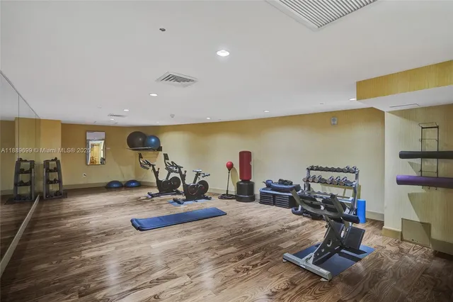 a view of a room with gym equipment