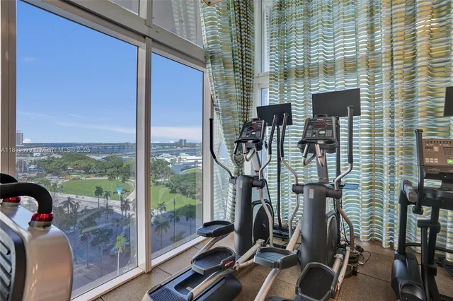 a view of a room with gym equipment