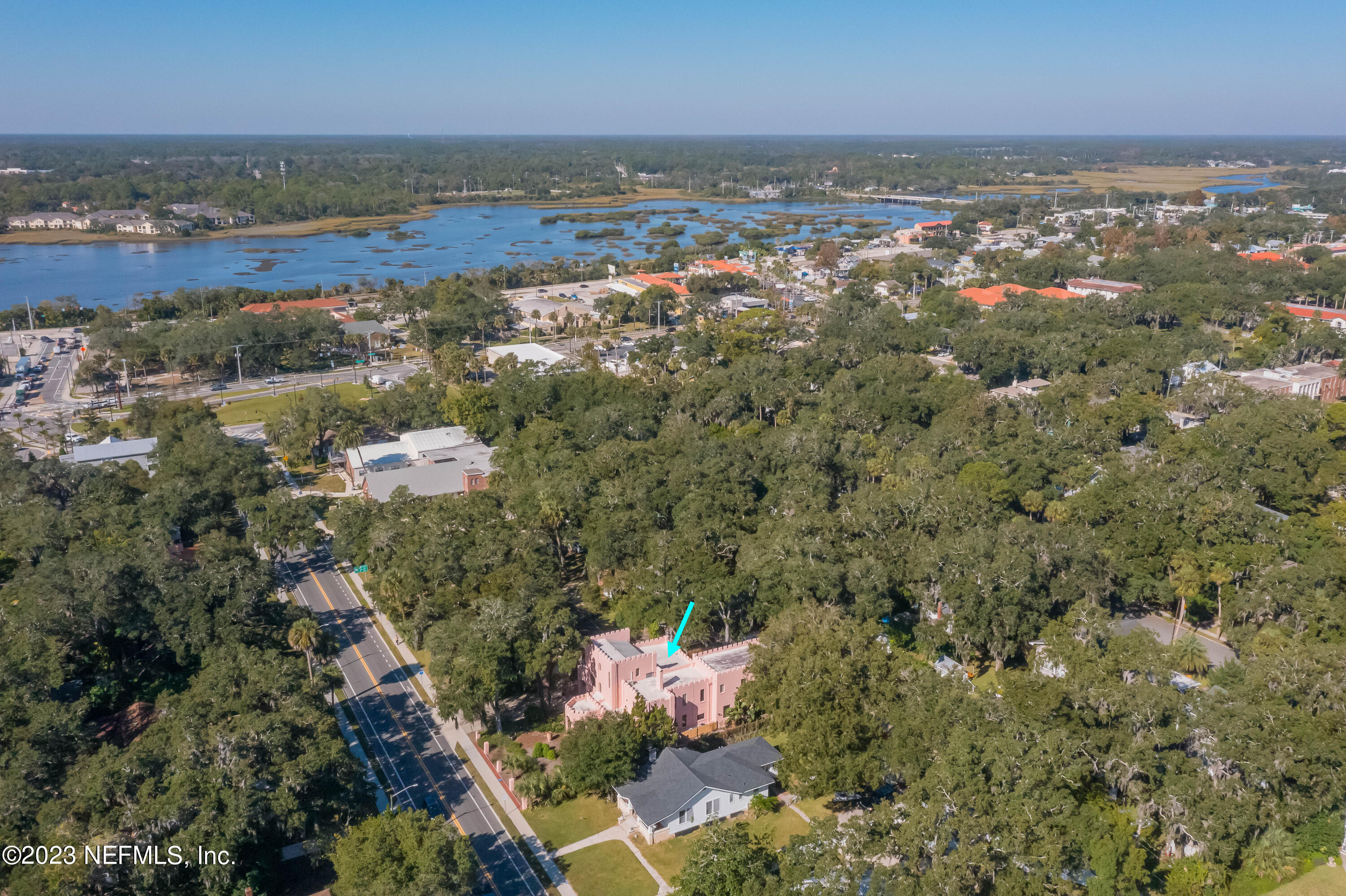 16 May Street St. Augustine, FL 32084 - Photo 84 of 86 an aerial view of ocean and residential houses with outdoor space