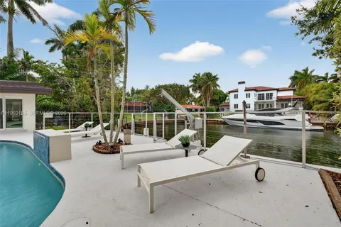 a view of a lake with a terrace