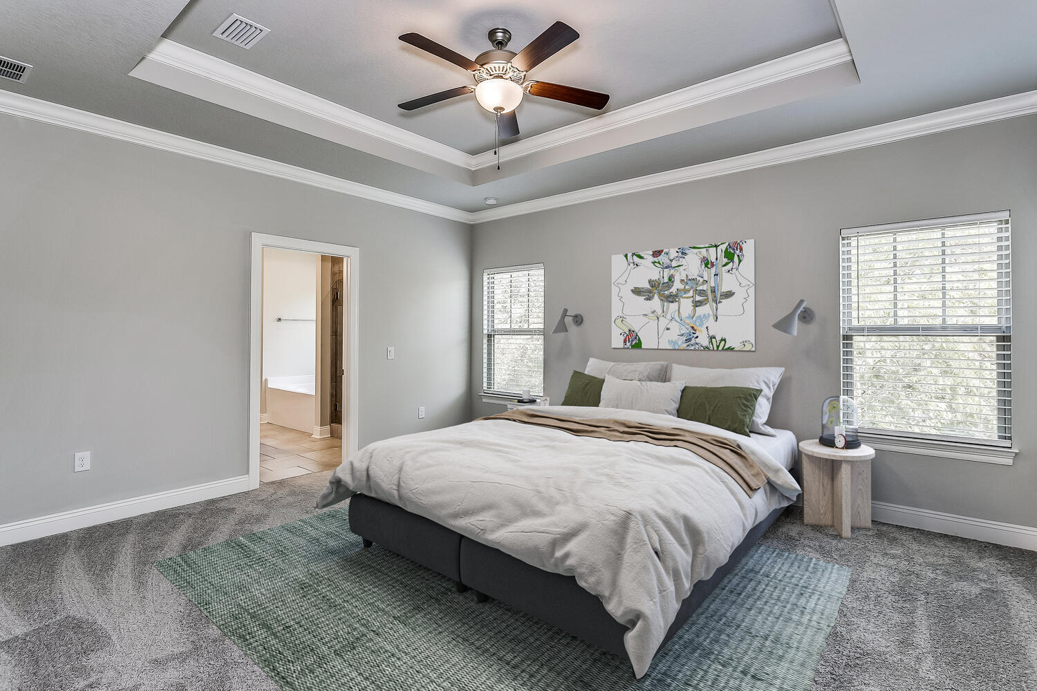 6695 Rocky Shores Road Milton, FL 32583 - Photo 20 of 53 a bedroom with a large bed chandelier and a window