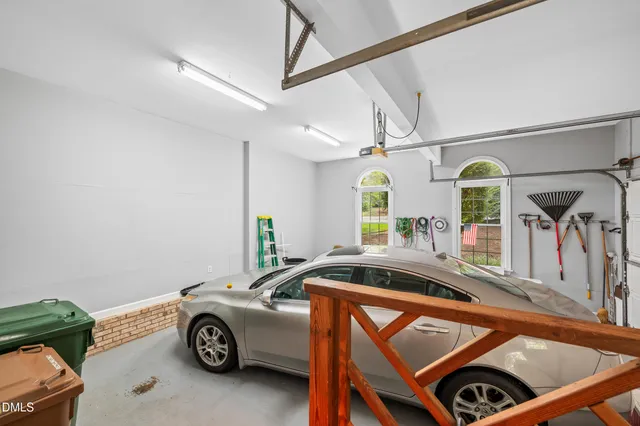 a view of a car in garage