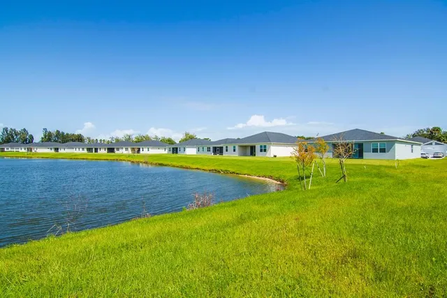 a view of an outdoor space and swimming pool