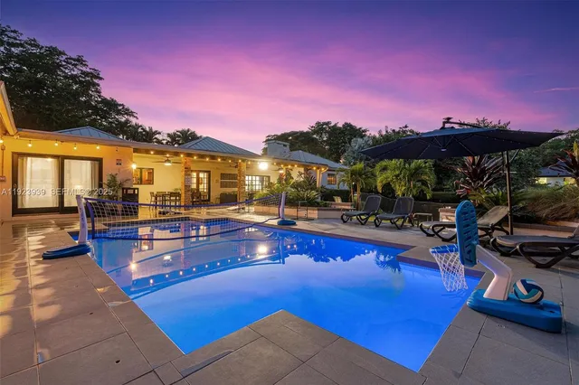 a view of a park with slide