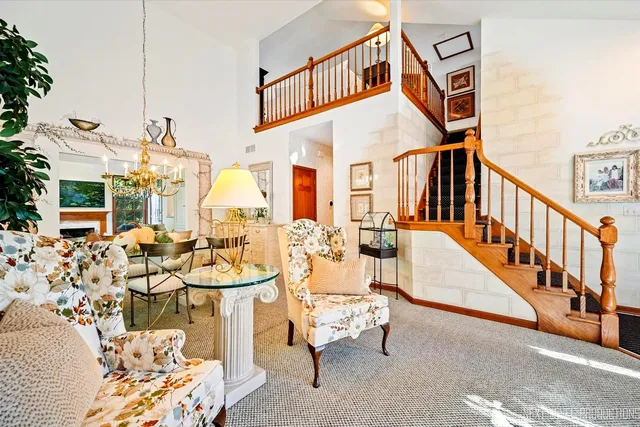 a view of living room and dining room