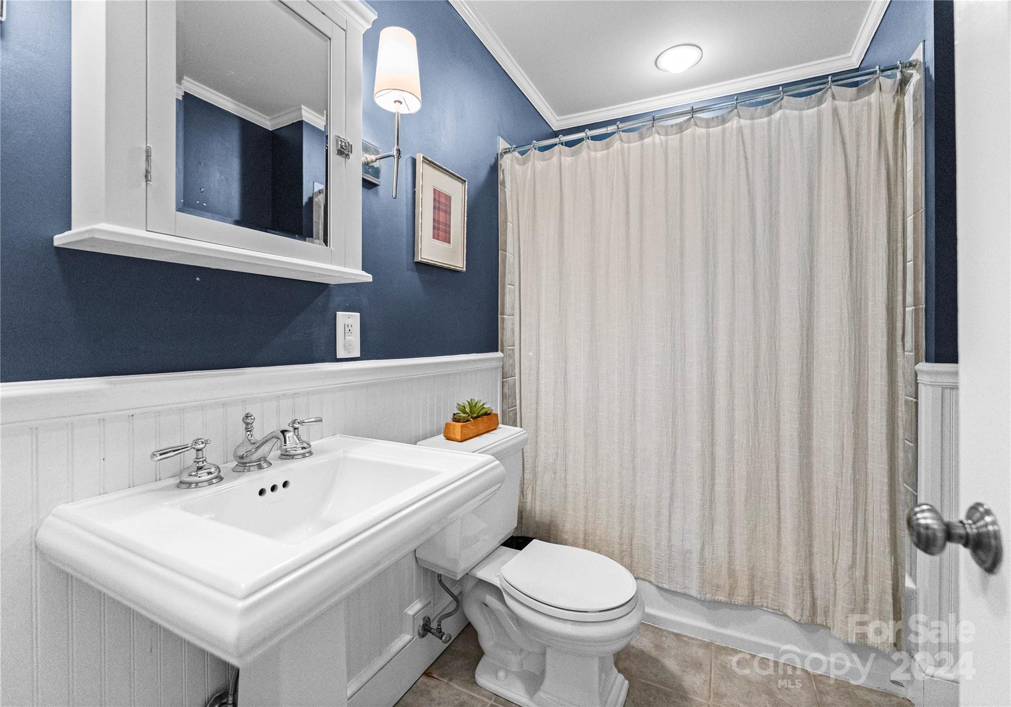 1108 Sedgefield Road Charlotte, NC 28209 - Photo 16 of 24 a bathroom with a sink a toilet and shower curtain