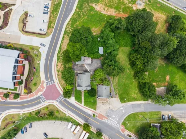 an aerial view of a house