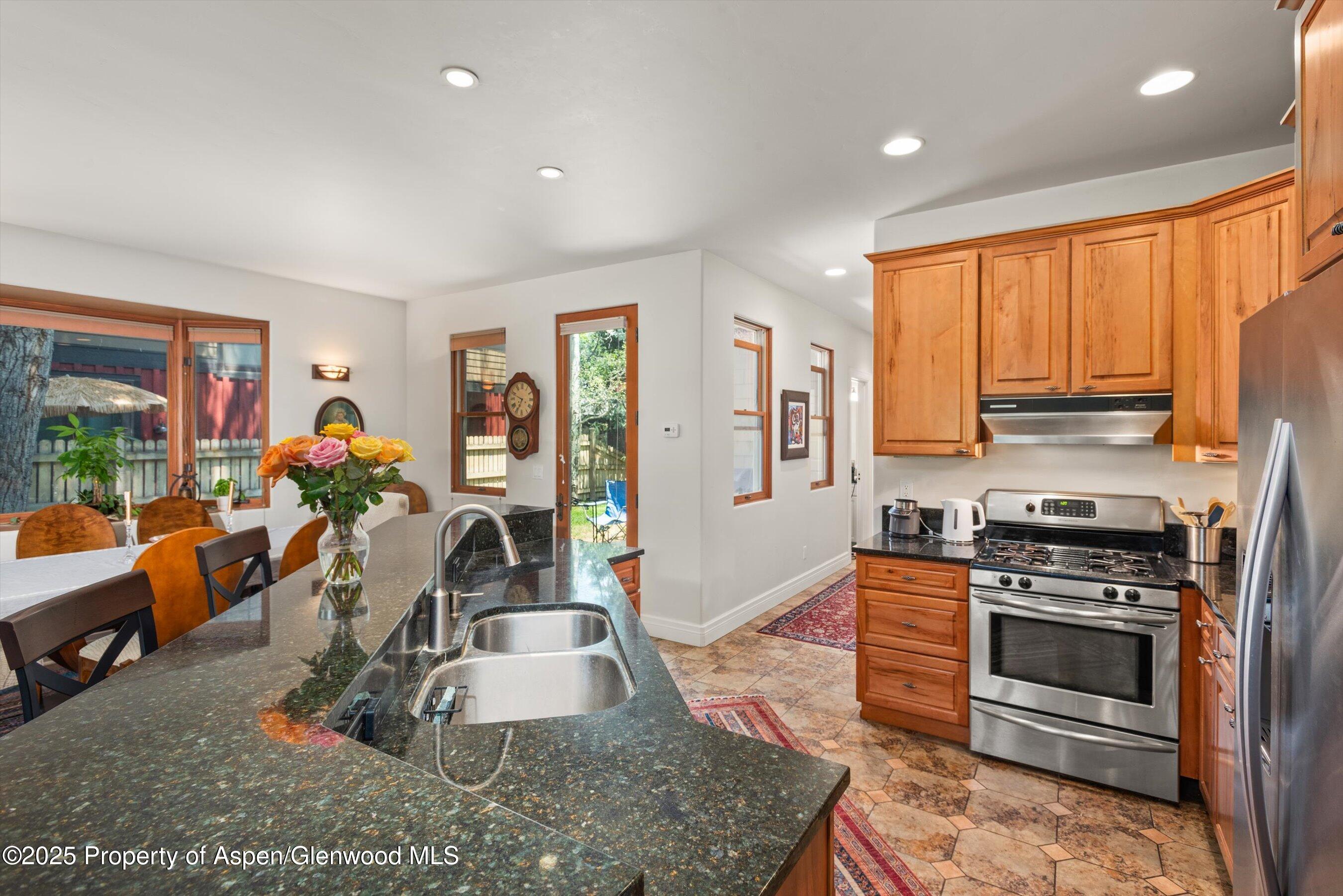 315 Summerset Lane, Unit A Basalt, CO 81621 - Photo 6 of 18 a kitchen with stainless steel appliances granite countertop a stove a sink and a refrigerator