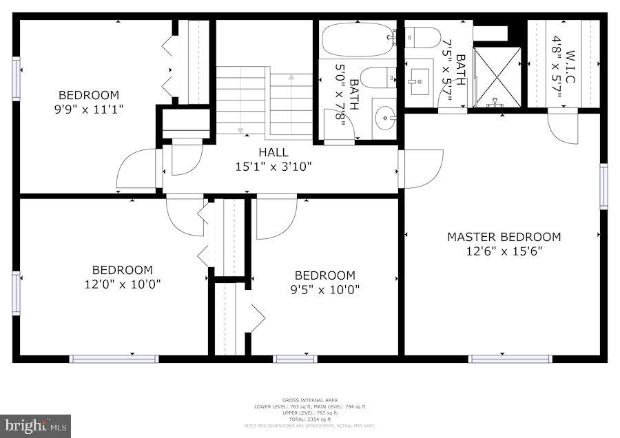 6844 Brian Michael Court Springfield, VA 22153 - Photo 41 of 42 Upper level floor plan (4 BEDROOMS!)
