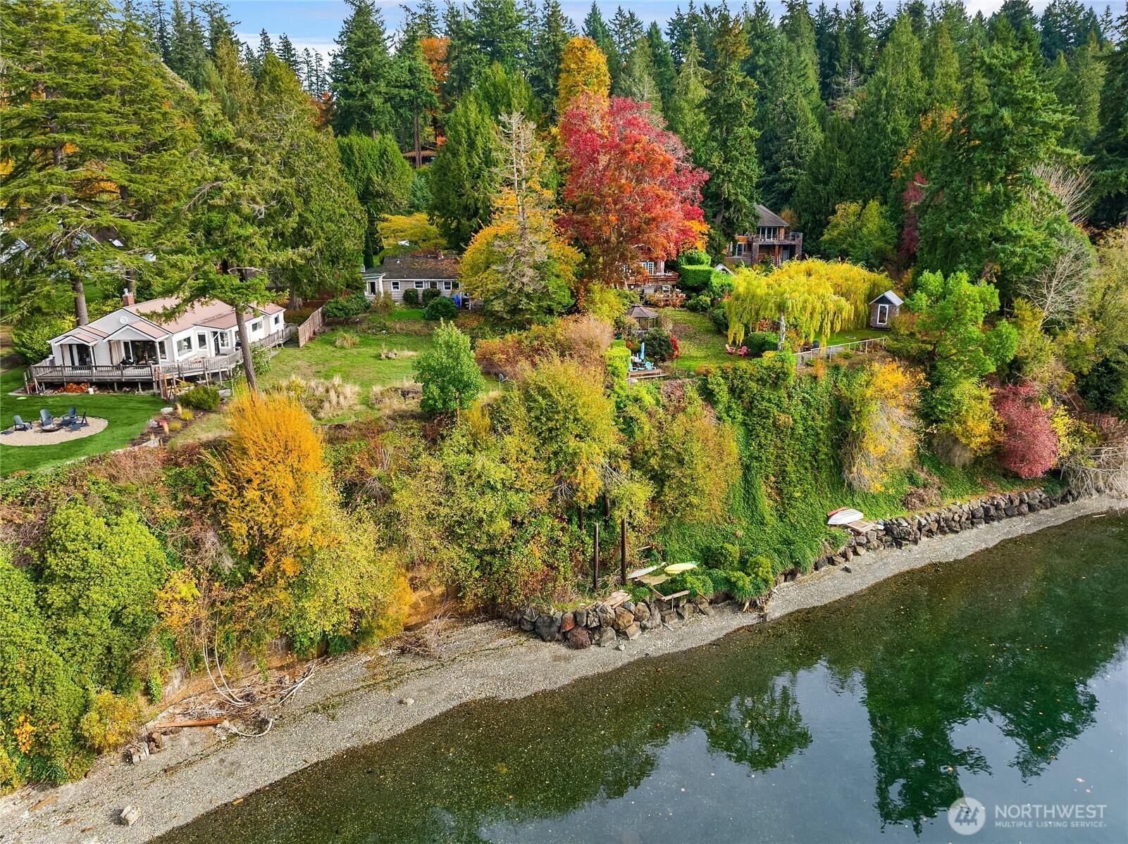 9674 Olympus Beach Road Northeast Bainbridge Island, WA 98110 - Photo 20 of 21 an aerial view of residential house with outdoor space and trees all around