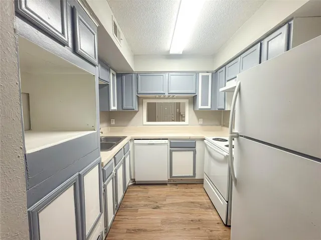 a kitchen with a refrigerator a sink and dishwasher