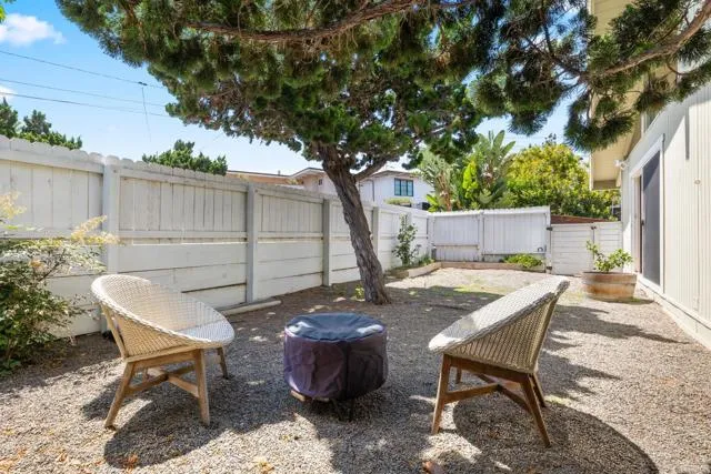 601 Neptune Avenue Encinitas, CA 92024 - Photo 13 of 36 a view of a backyard with table and chairs