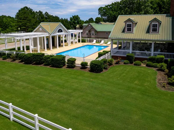 an aerial view of a house