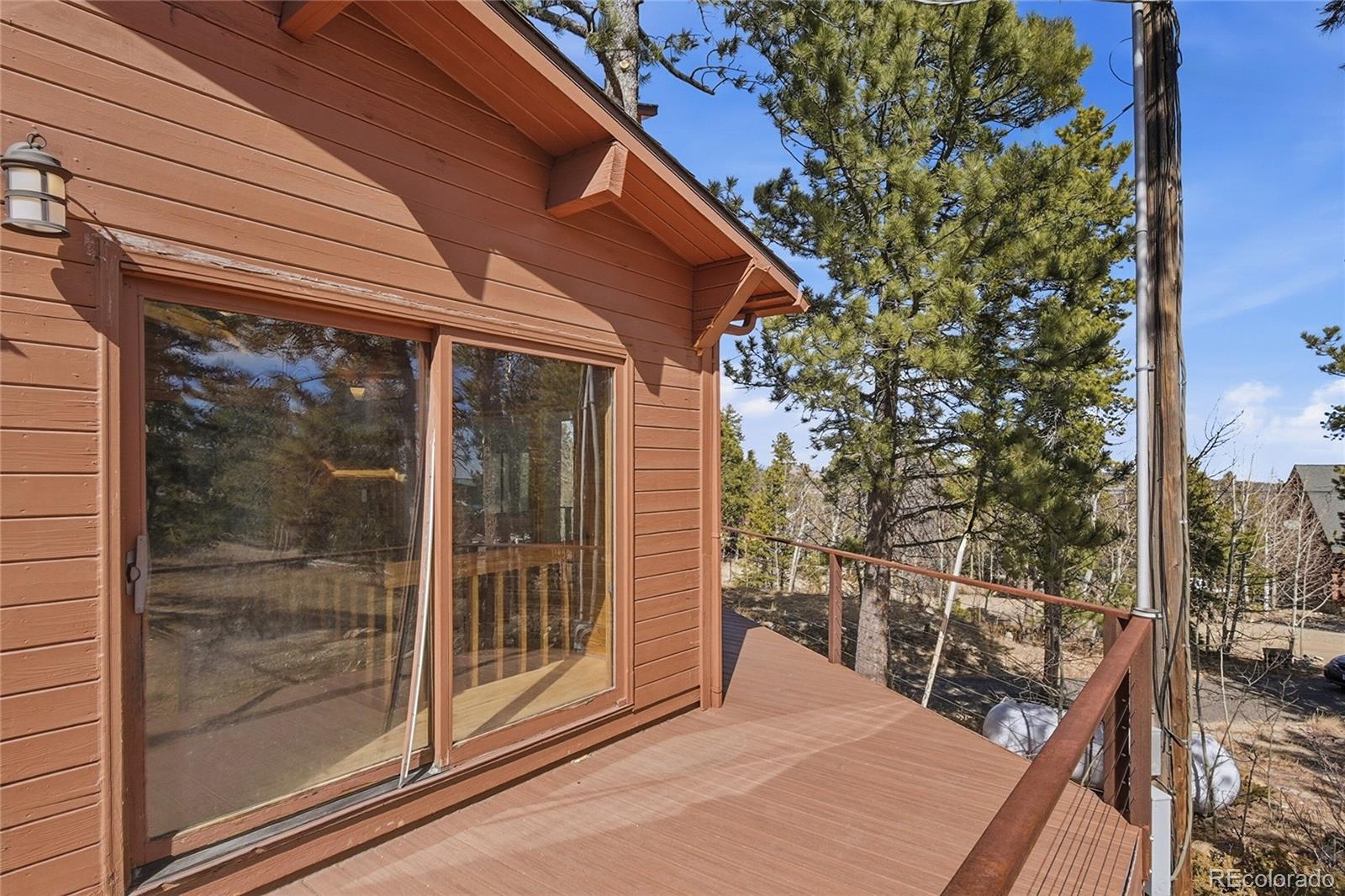 61 Ramona Road Golden, CO 80403 - Photo 44 of 49 a view of a balcony with floor to ceiling window wooden floor and wooden fence