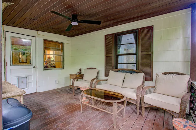 a view of a backyard with garden