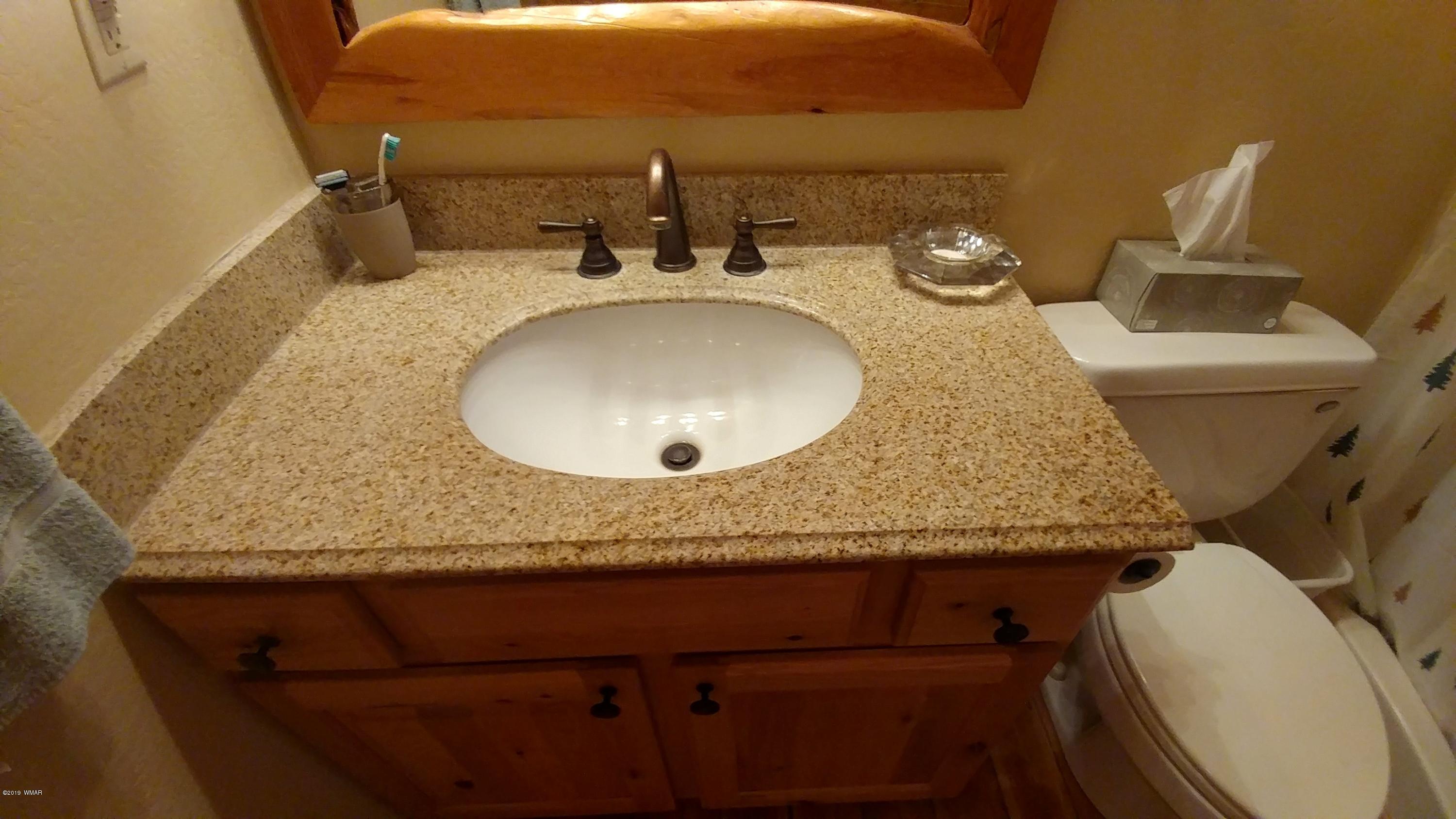 2312 Overgaard Springs Loop Overgaard, AZ 85933 - Photo 29 of 54 a bathroom with a granite countertop toilet sink and mirror