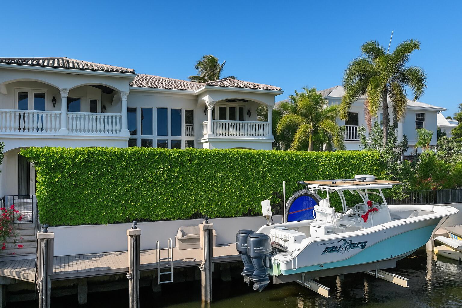712 Northeast 71st Street Boca Raton, FL 33487 - Photo 86 of 97 a view of a patio with table and chairs and potted plants with wooden floor and fence