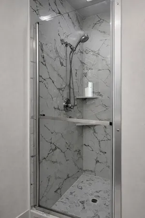 a bathroom with a shower
