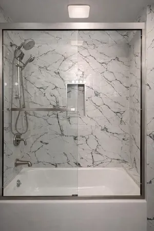 a bathroom with a shower