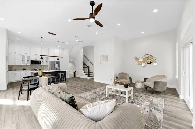 a living room with furniture